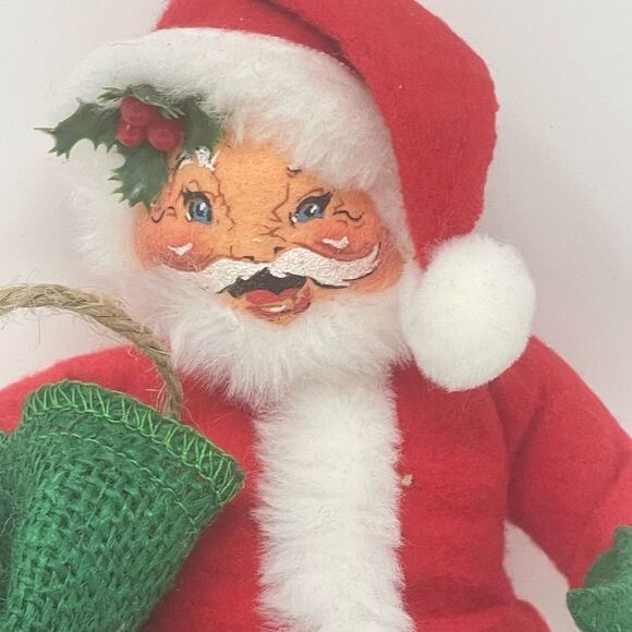 Vintage Annalee Dolls Santa with Sack Painted Face 1970s - Picture 2 of 5